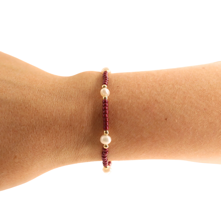 Beaded Blondes Maroon Pearl Bracelet