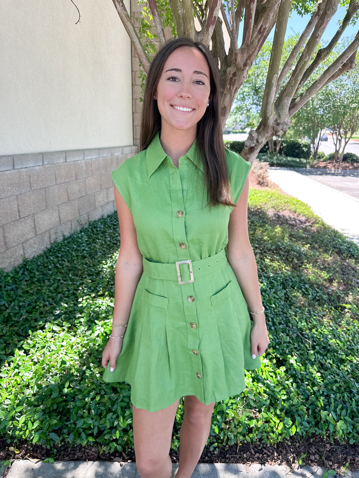 Palm Grove Linen Dress