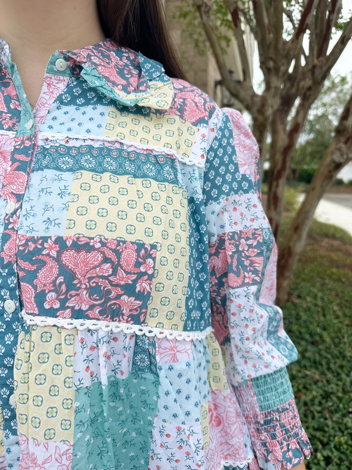 Allison Dress - Blue Quilt