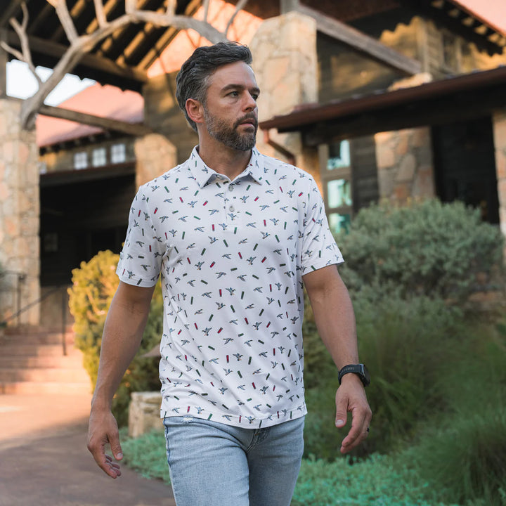 Burlebo Men’s Performance Polo - Ducks And Shells
