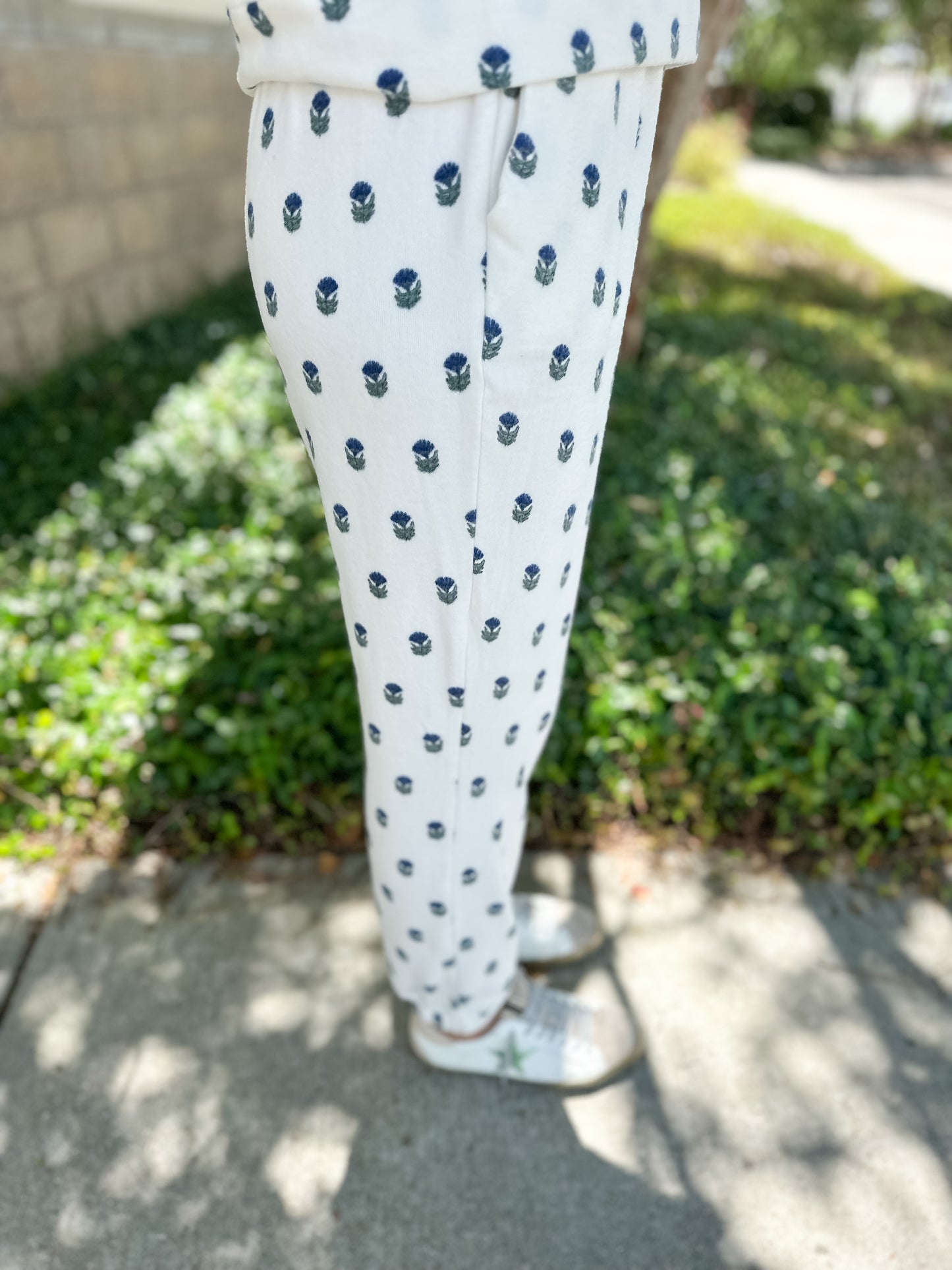 Sophie Floral Foulard Pajama Set - Navy