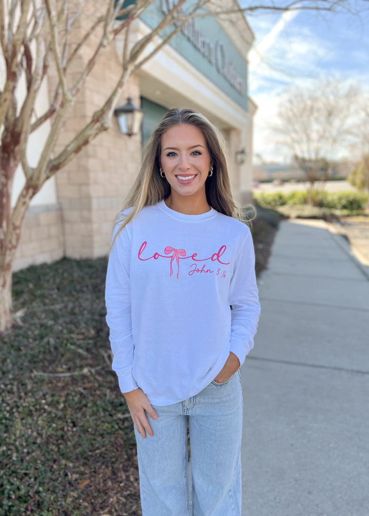 LOVED - JOHN 3:16 White L/S Tee