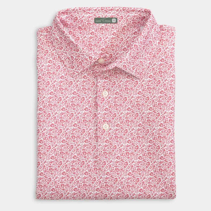 Genteal S26 Fastball Printed Performance Polo - Red