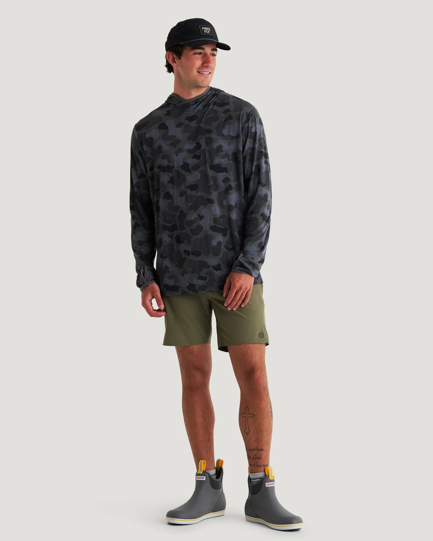 Free Fly Men’s Bamboo Lightweight Hoodie - Vintage Camo Black