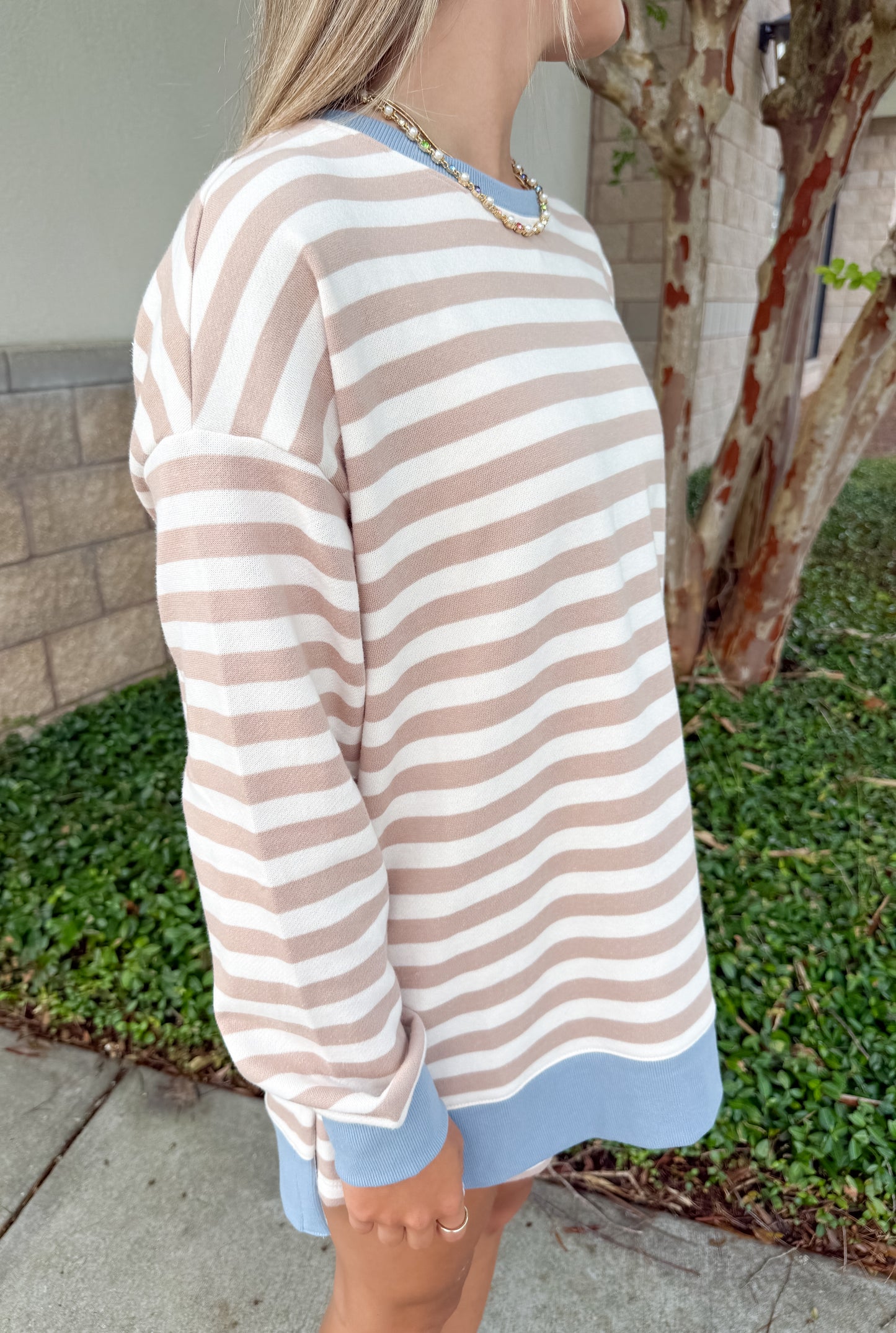 Layer Up Stripe Sweatshirt - Evening Sand