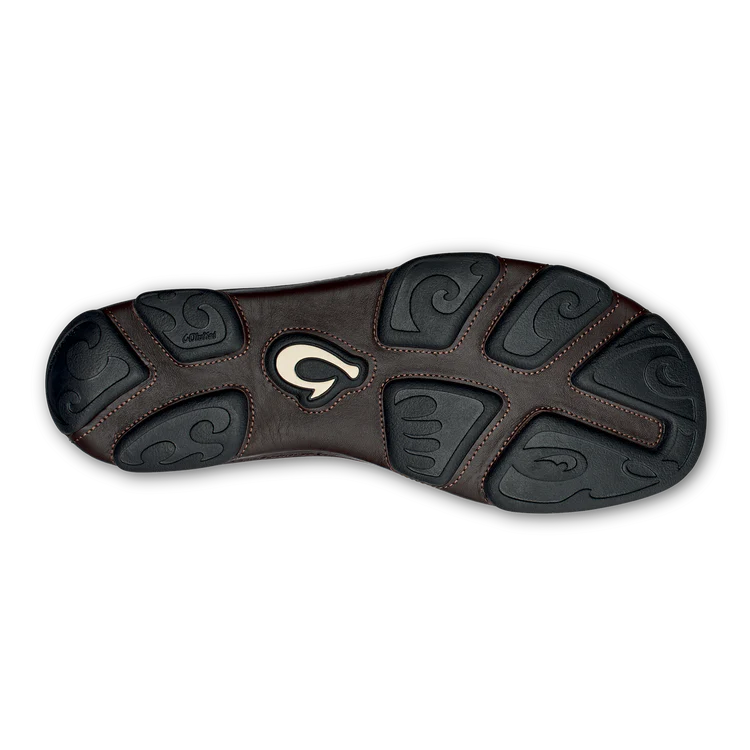 OluKai Men’s Moloā Leather Slip-On Shoe - Dark Wood|Dark Java