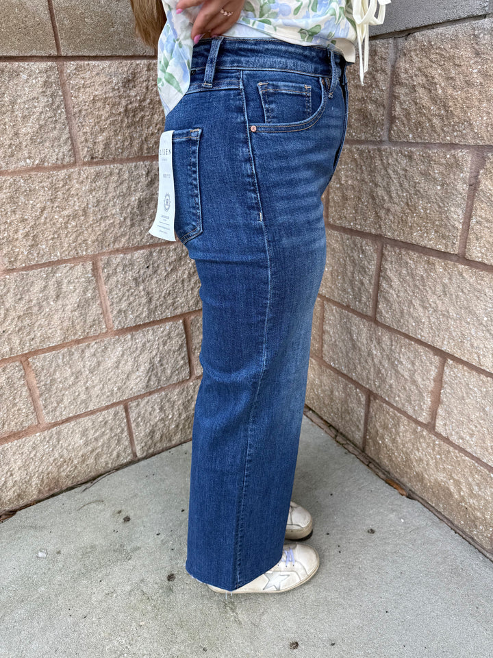 Meredith Dark Wash Wide Leg Risen Jeans
