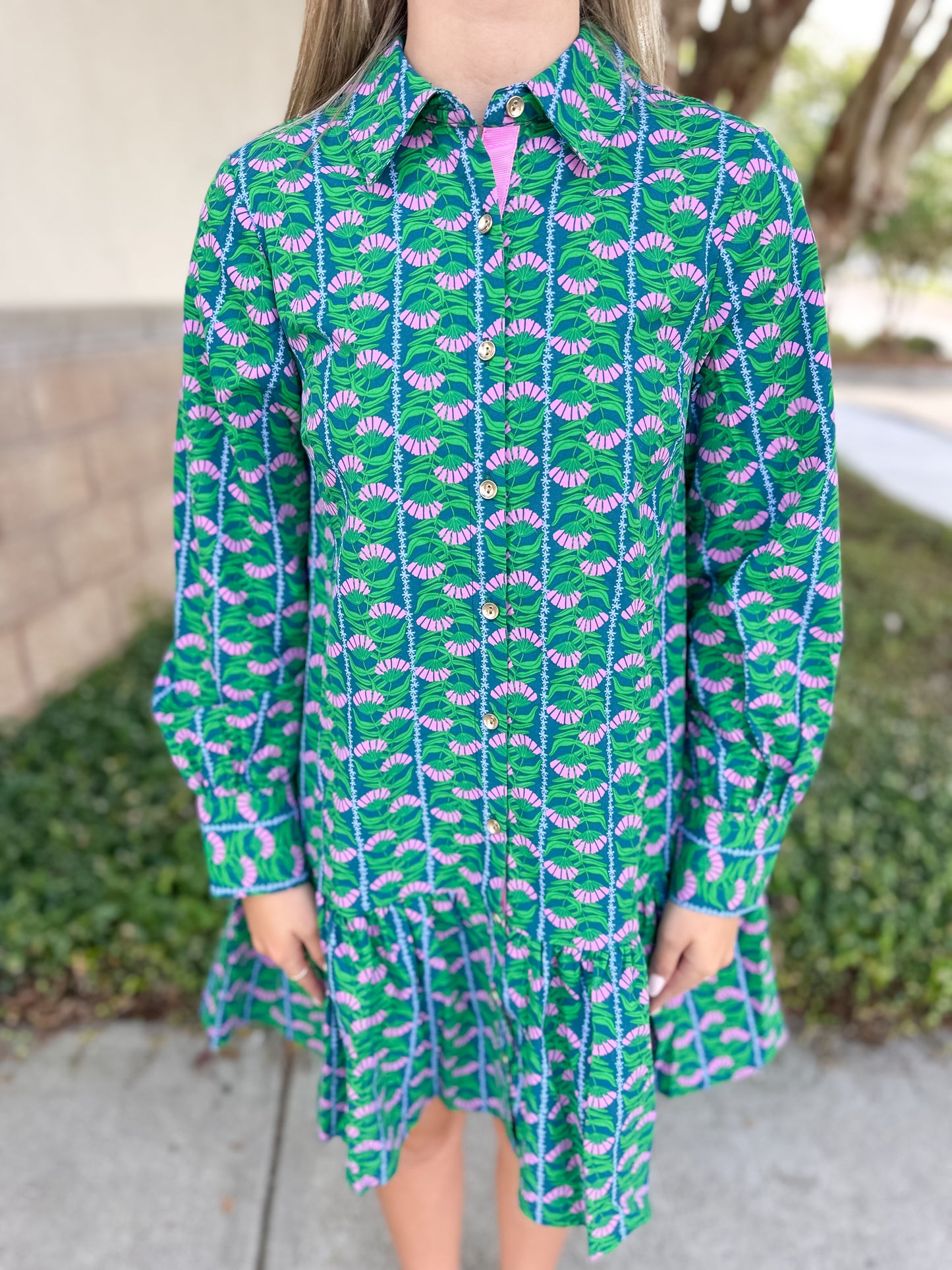 Fiona Dress - Honey Vines Green