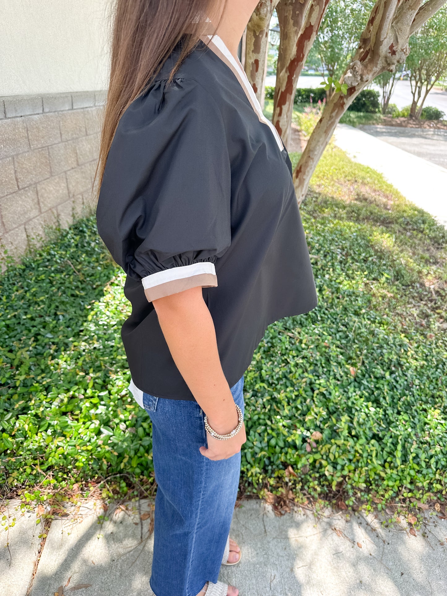 Megan Contrast Trim Top
