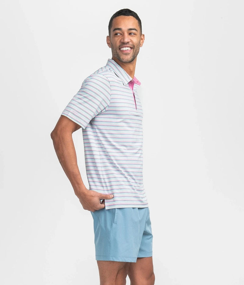 SSCO Men’s Sawgrass Stripe Performance Polo - Crunchberry