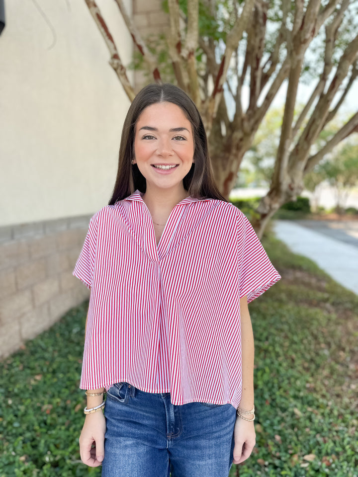 Helen Striped Signature Collar Top