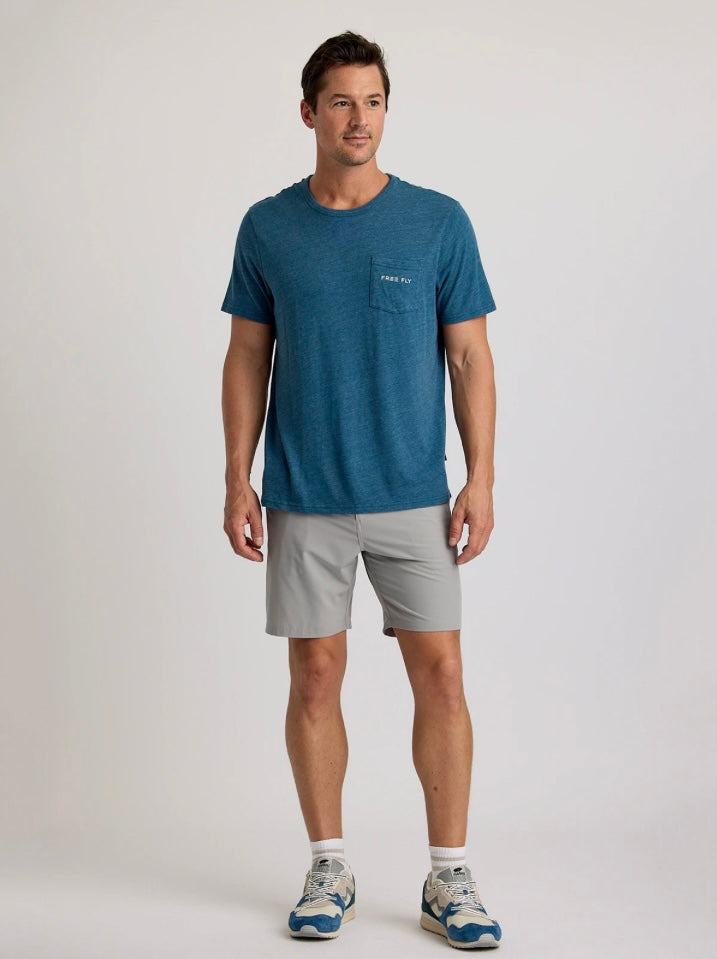 Free Fly Men’s Salt And Sun Pocket Tee - Heather Legion Blue