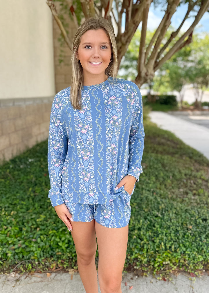Annie Ivy Lane Pajama Short Set - Blue