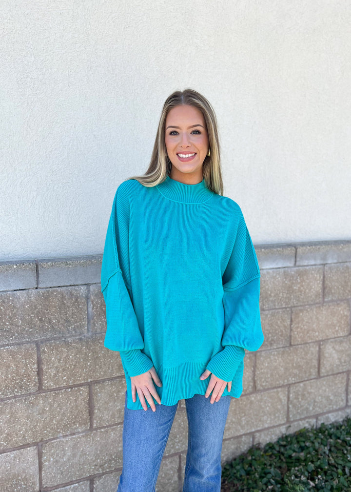 Hit The Slopes Sweater - Turquoise