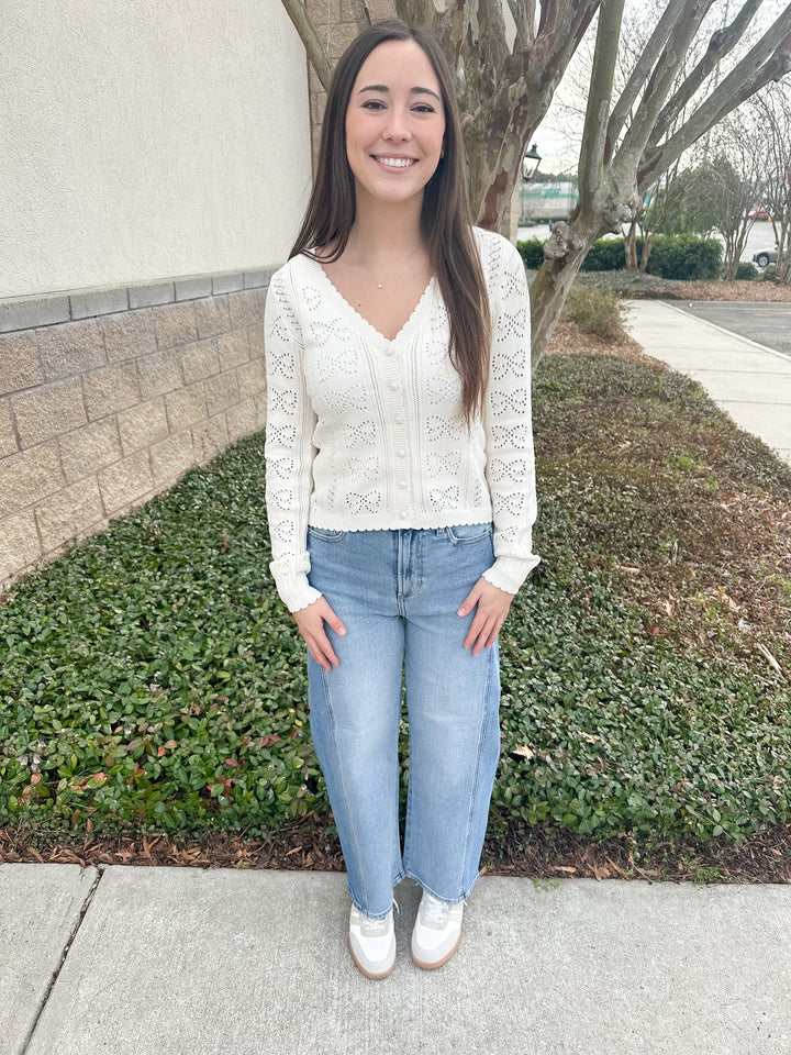 Luna High Rise Stretch Crop Bowed Jeans - Utopia