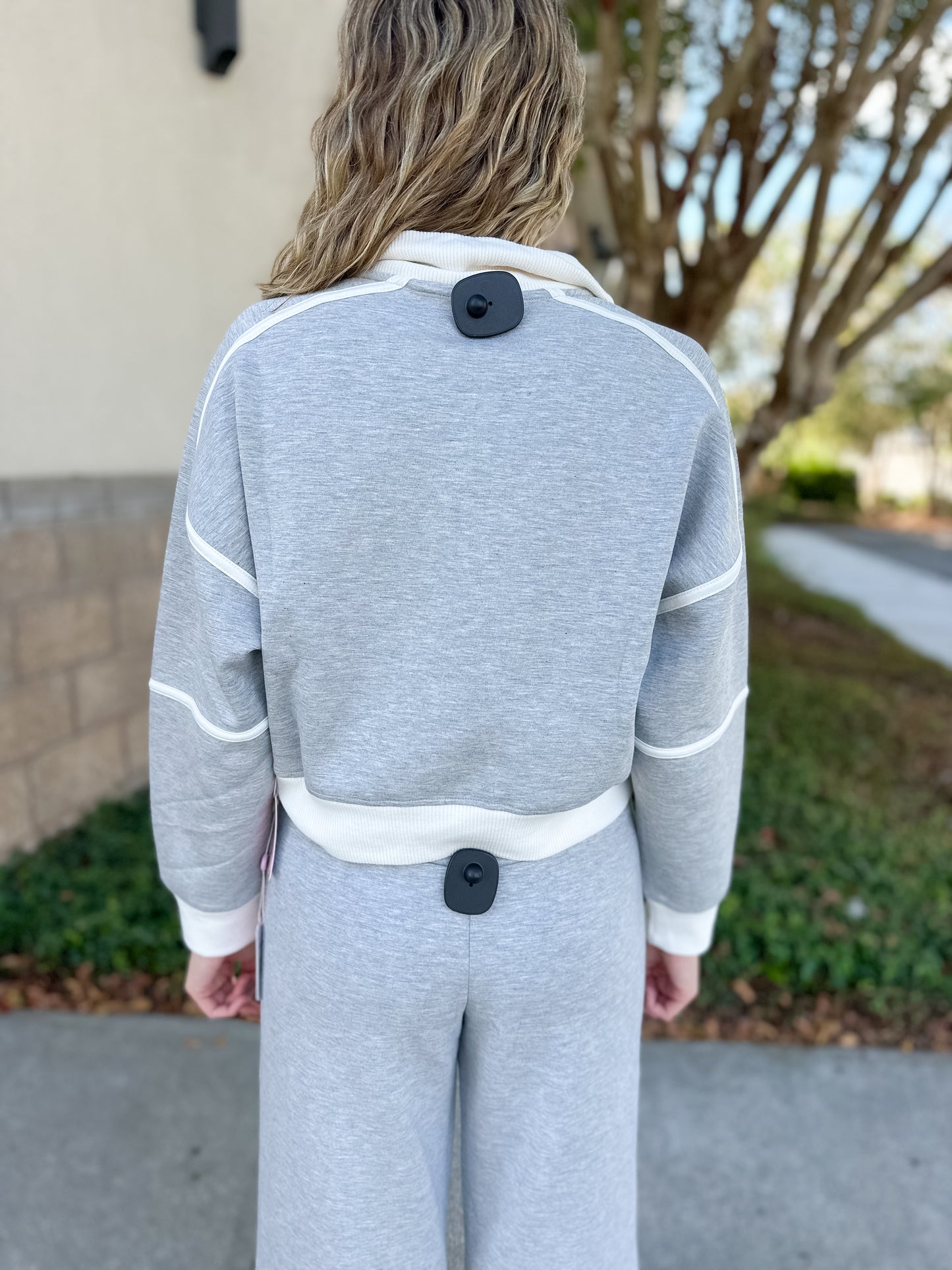 Simply Contrast Quarter Zip - Heather Grey