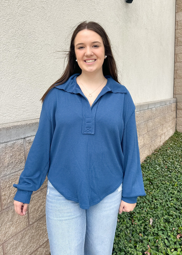 Azalea Knit Top - Dark Blue