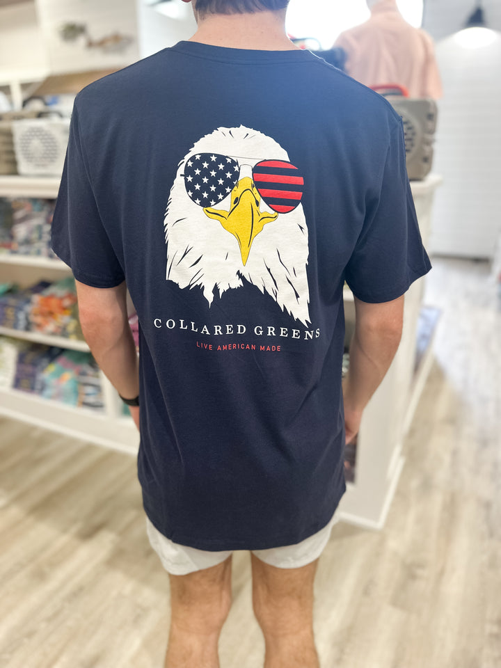 Collared Greens Bald Eagle S/S T-Shirt - Navy