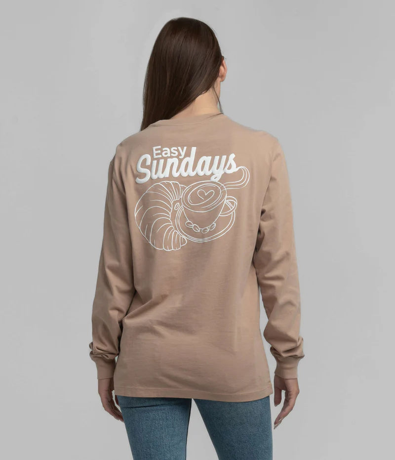 SSCO Women’s On My Mind Puff Print L/S Pocket T-Shirt - Chestnut