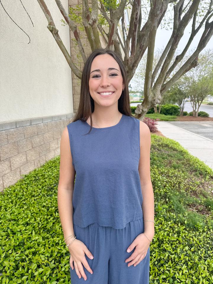 Sloane Linen Top - Vintage Indigo