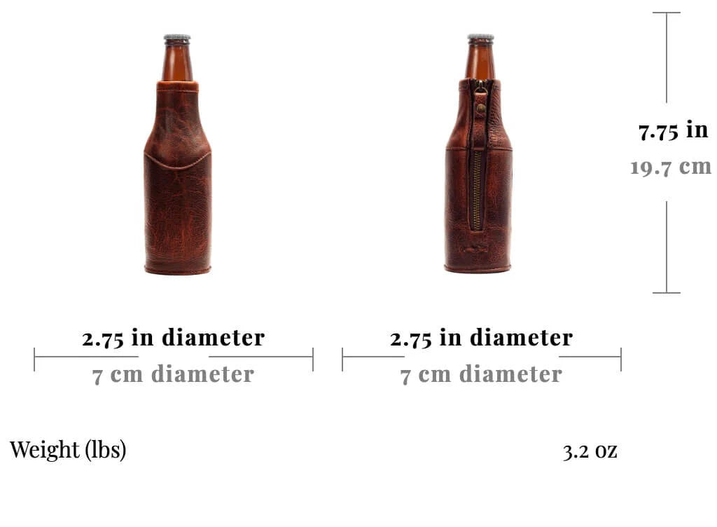 Mission Mercantile Campaign Leather Bottle Koozie - Smoke