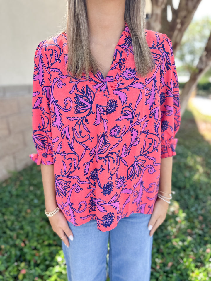 Julie Top - Toile Tulip Coral