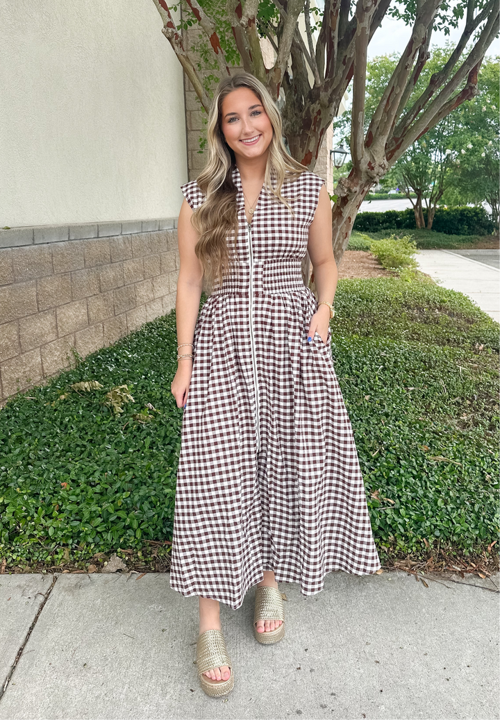 Candace Gingham Midi Dress