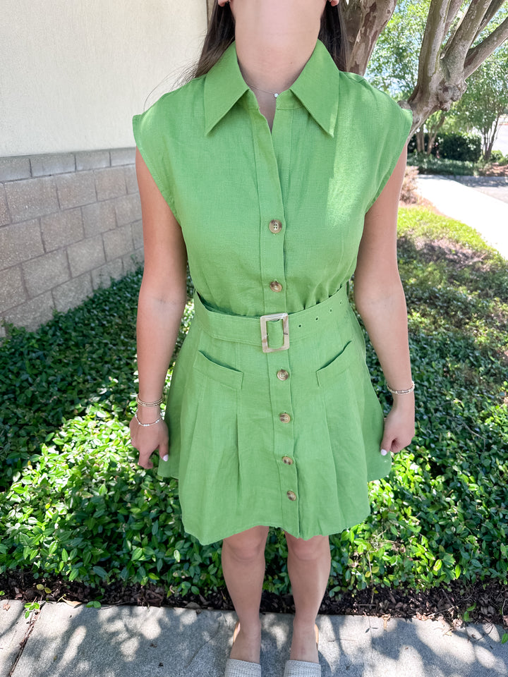Palm Grove Linen Dress
