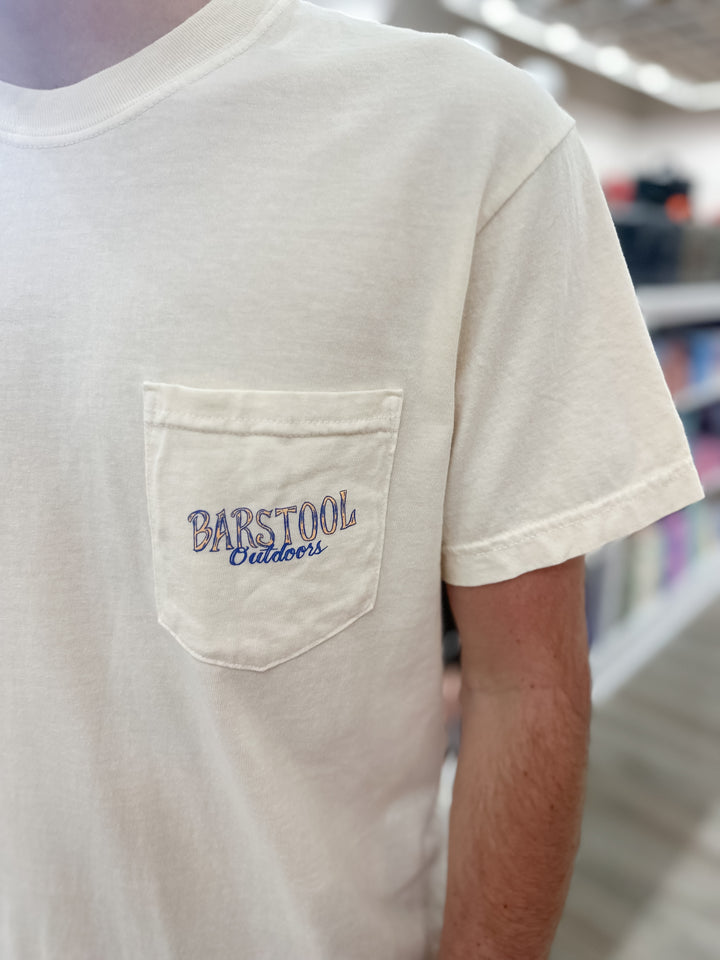 Barstool Outdoors Fishing Boat S/S Pocket T-Shirt - Ivory