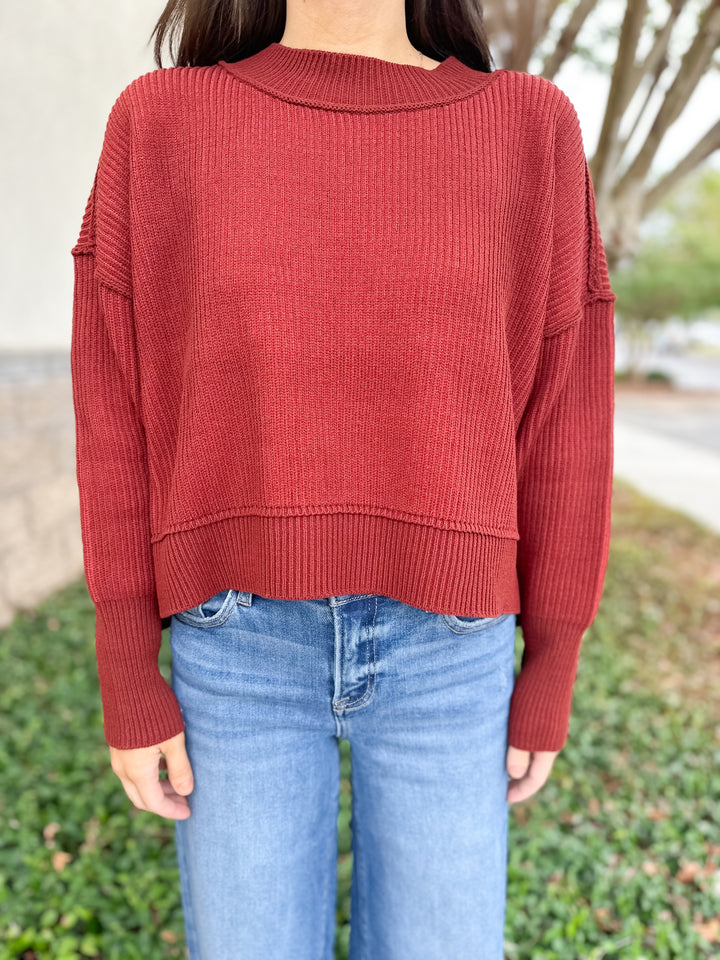 Courtney Ribbed Sweater - Rust