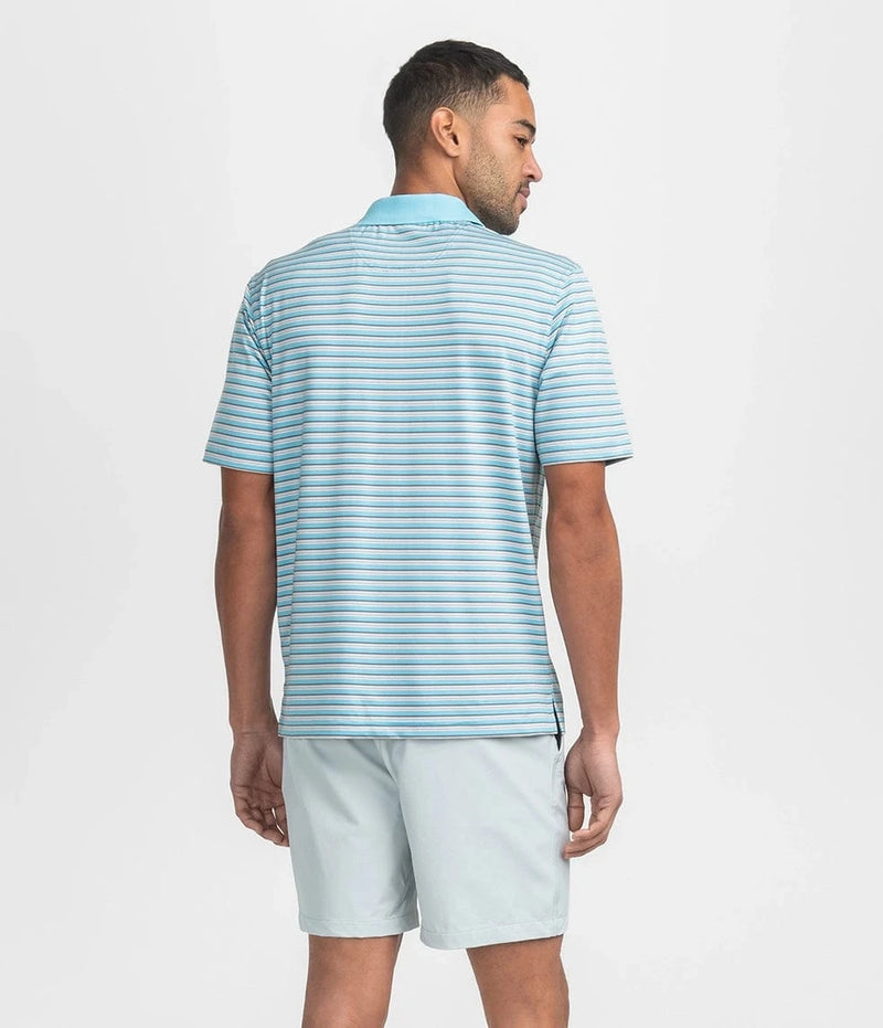 SSCO Men’s Somerset Stripe Performance Polo - Coastline