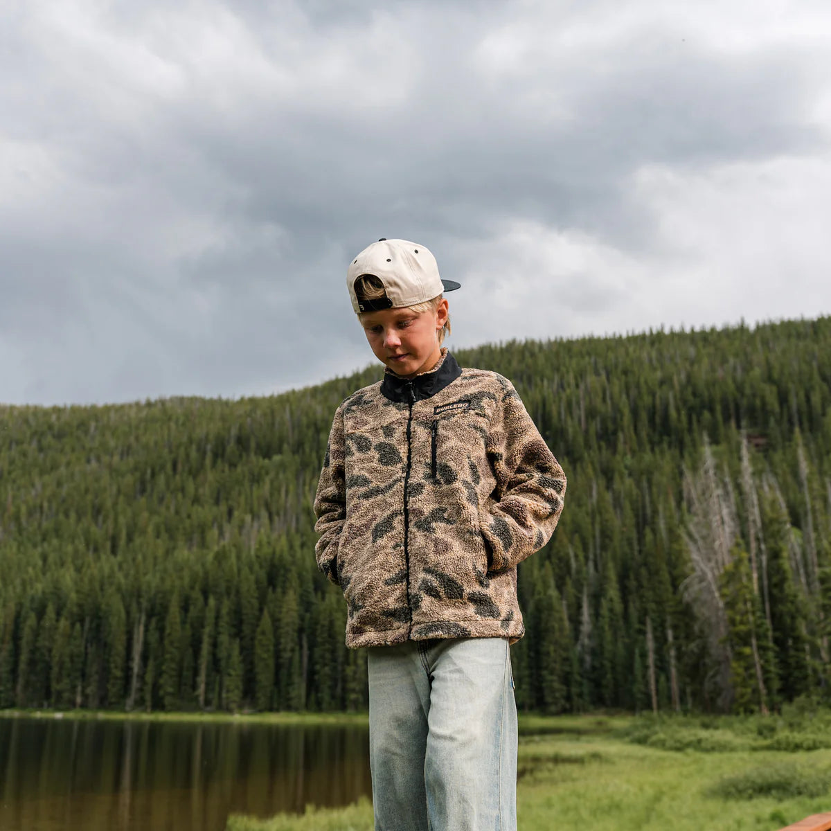 Burlebo Youth Full-Zip Sherpa Jacket - Rocky Mountain Camo
