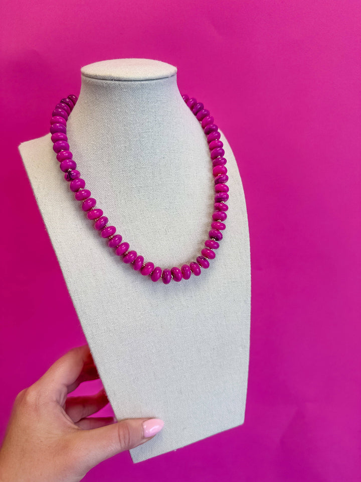Layering Bead Necklace - Pink