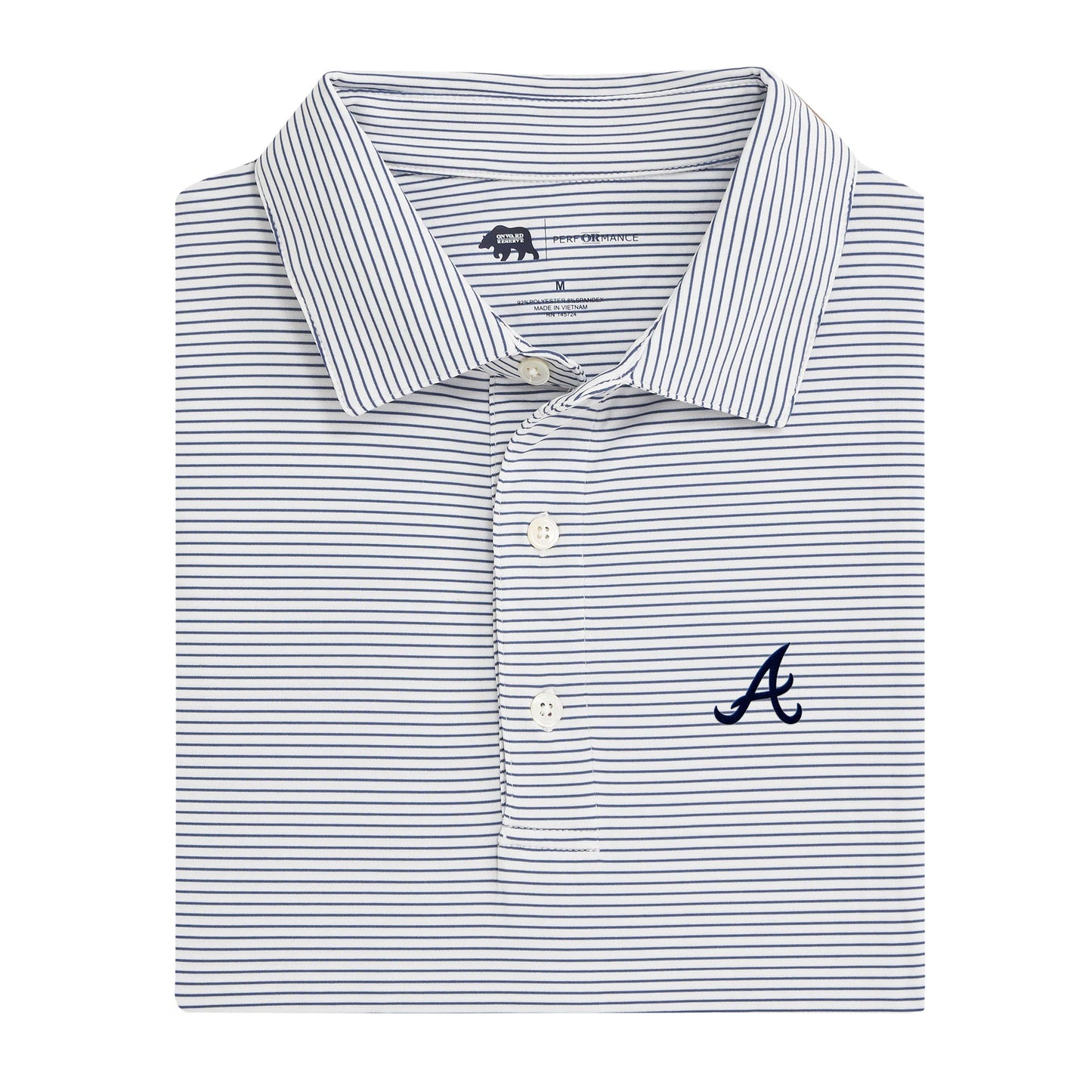 Onward Reserve Atlanta Braves Birdie Stripe Performance Polo - True Navy