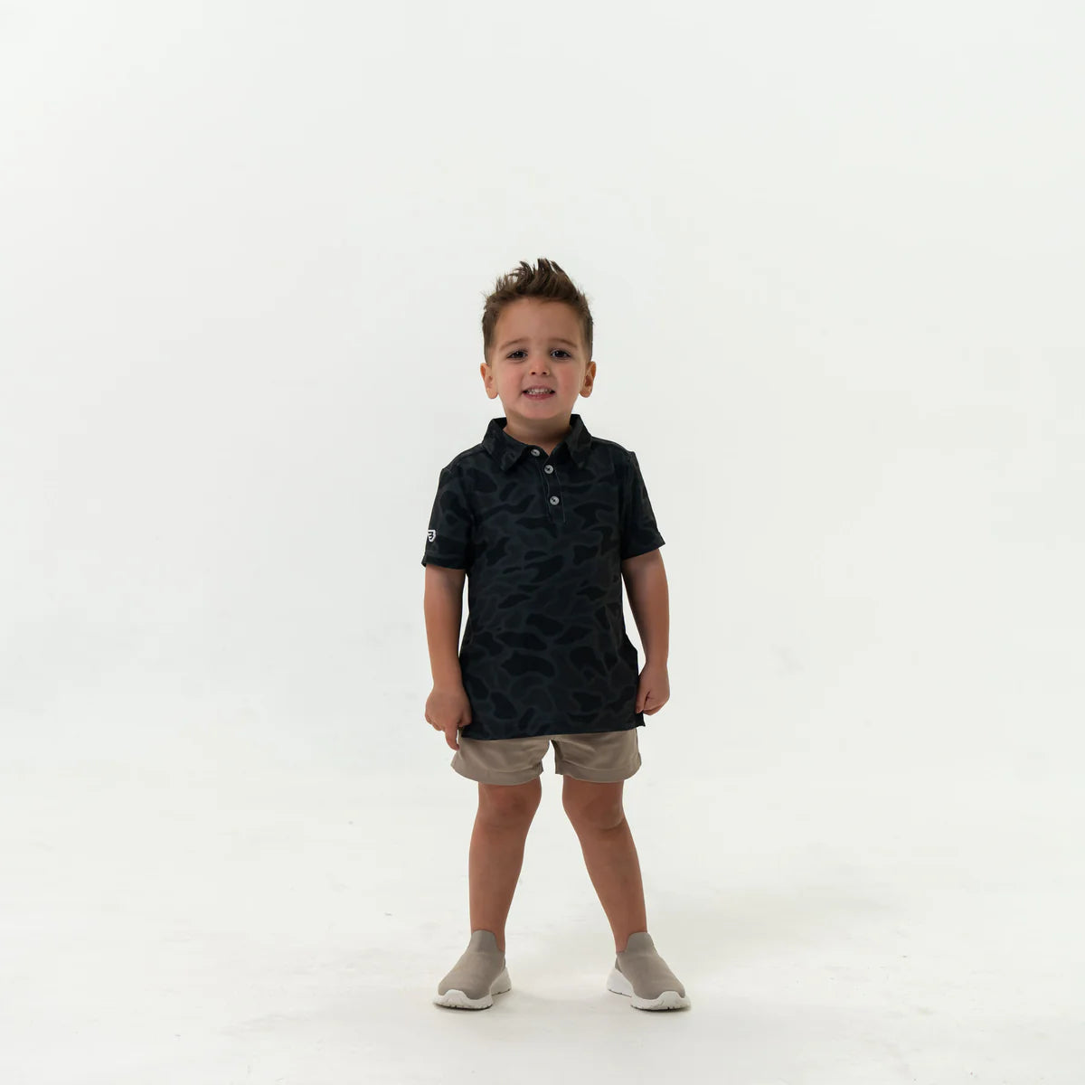 Burlebo Youth Performance Polo - Black Camo