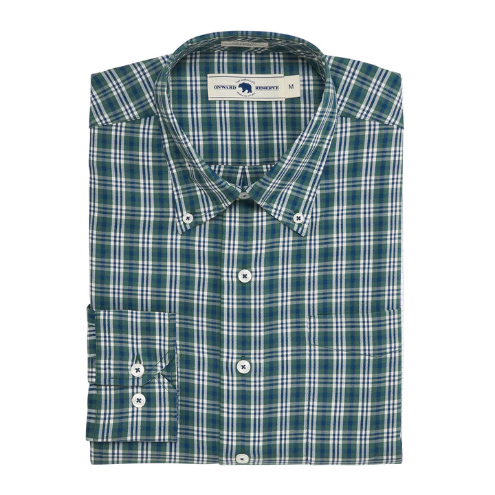 Onward Reserve Cartridge Tailored Fit Brushed Performance Twill Button Down - Mallard Green