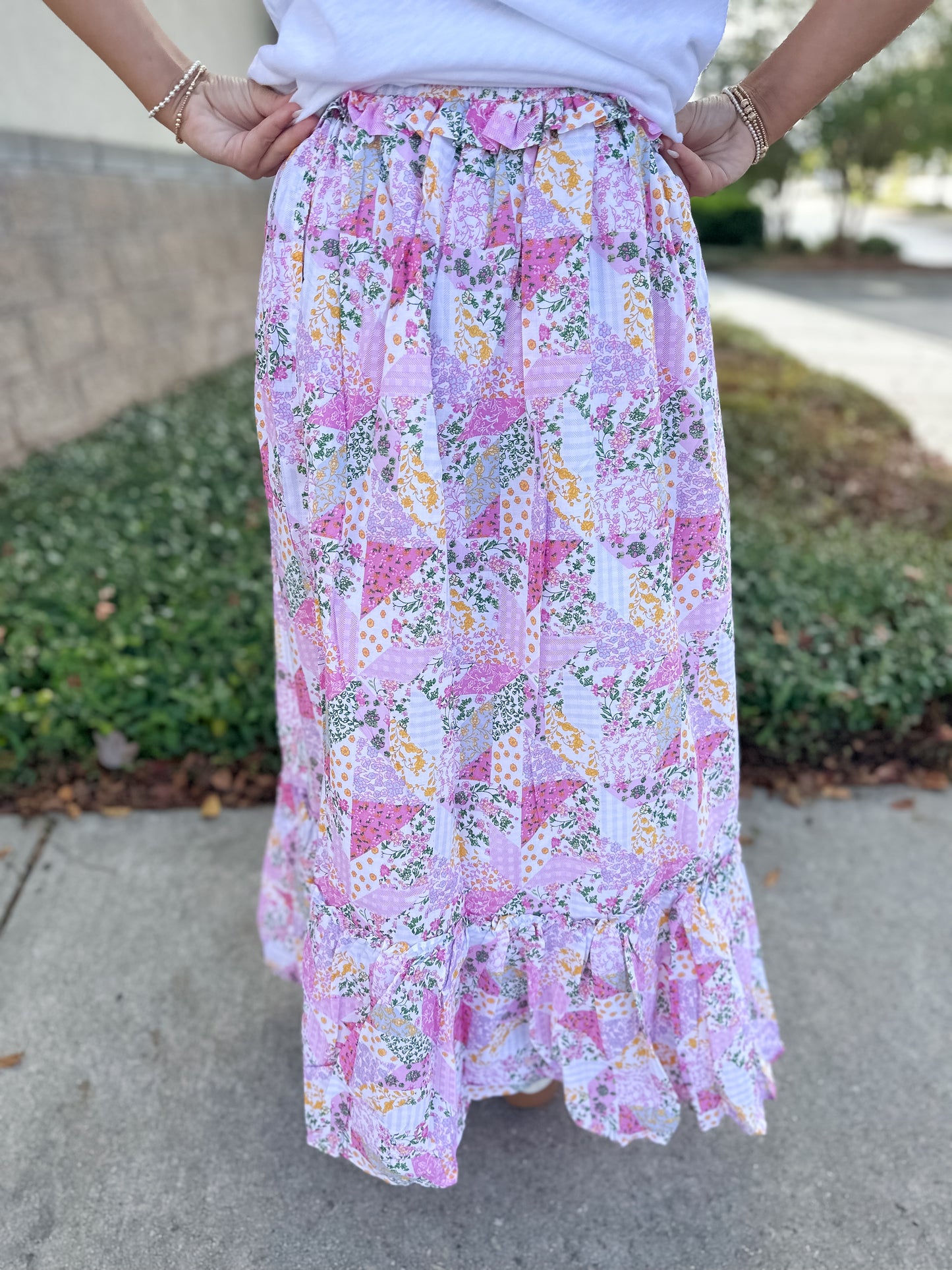 Ophelia Maxi Skirt - Pink Quilt