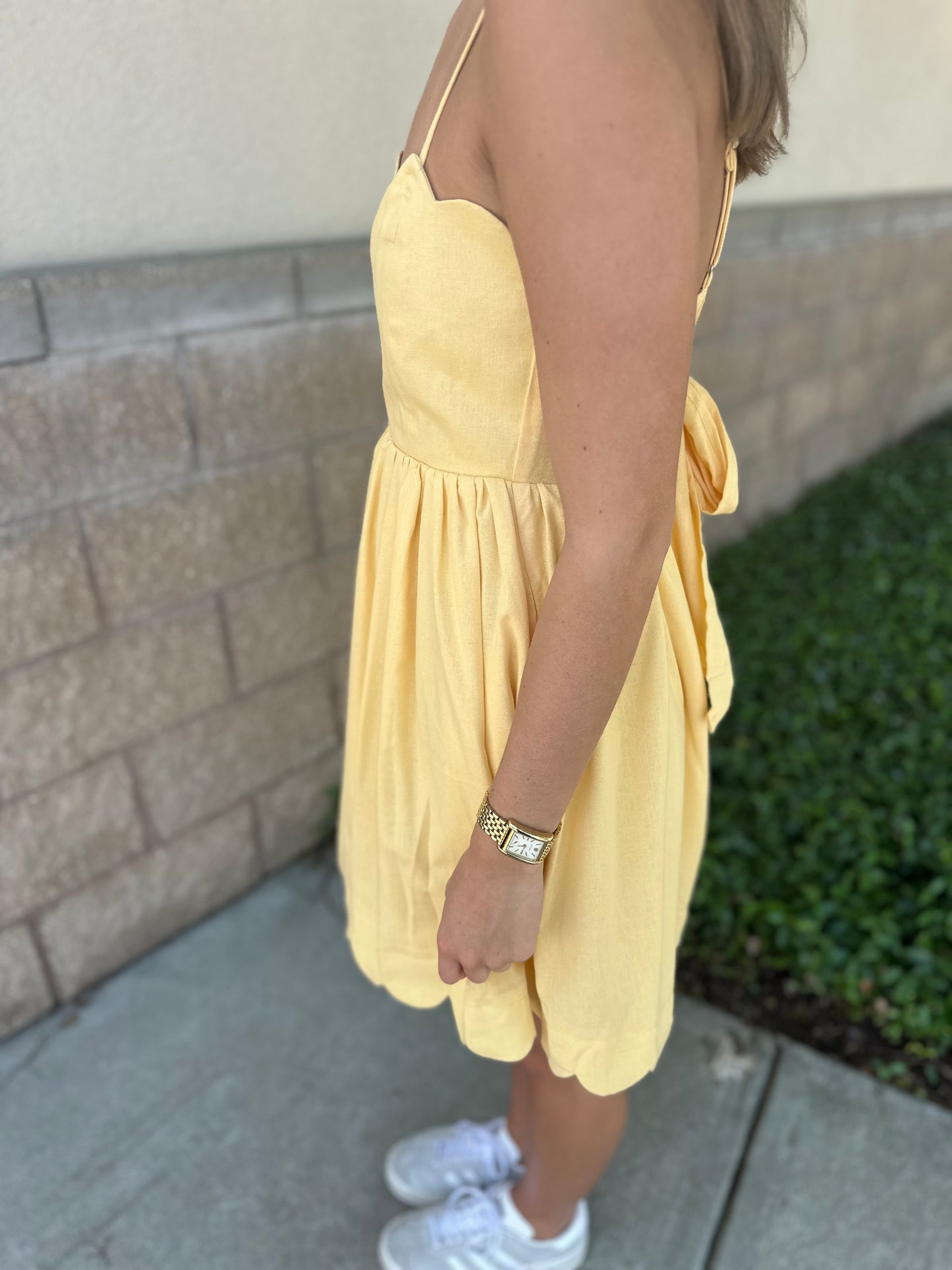Scalloped Solid Mini Dress