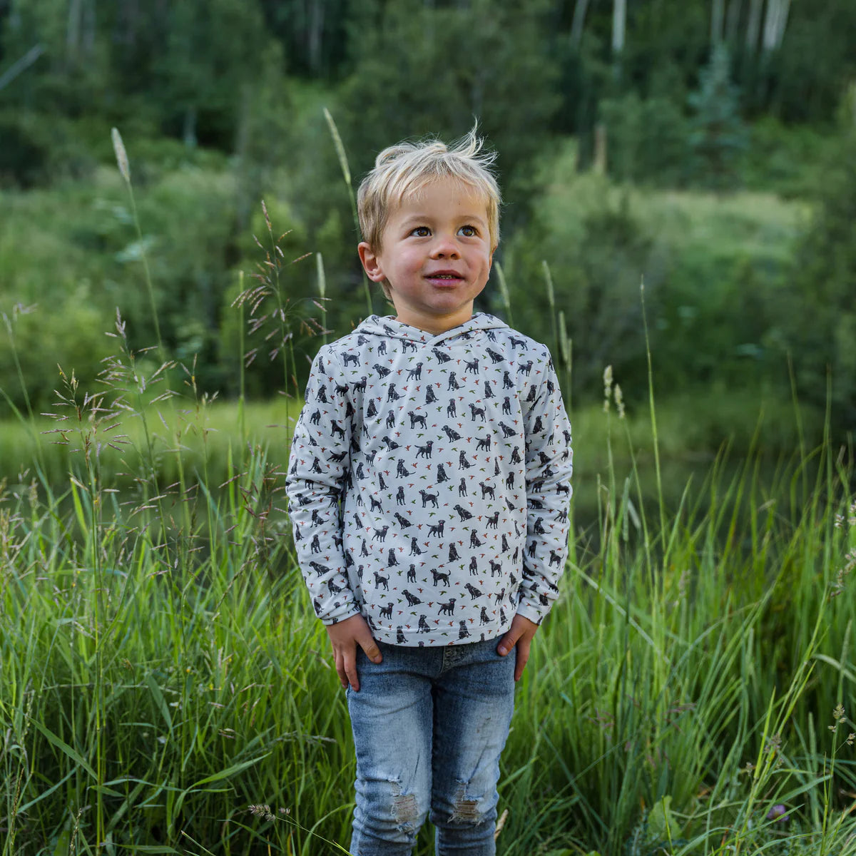 Burlebo Youth Performance Hoodie - Dogs & Ducks