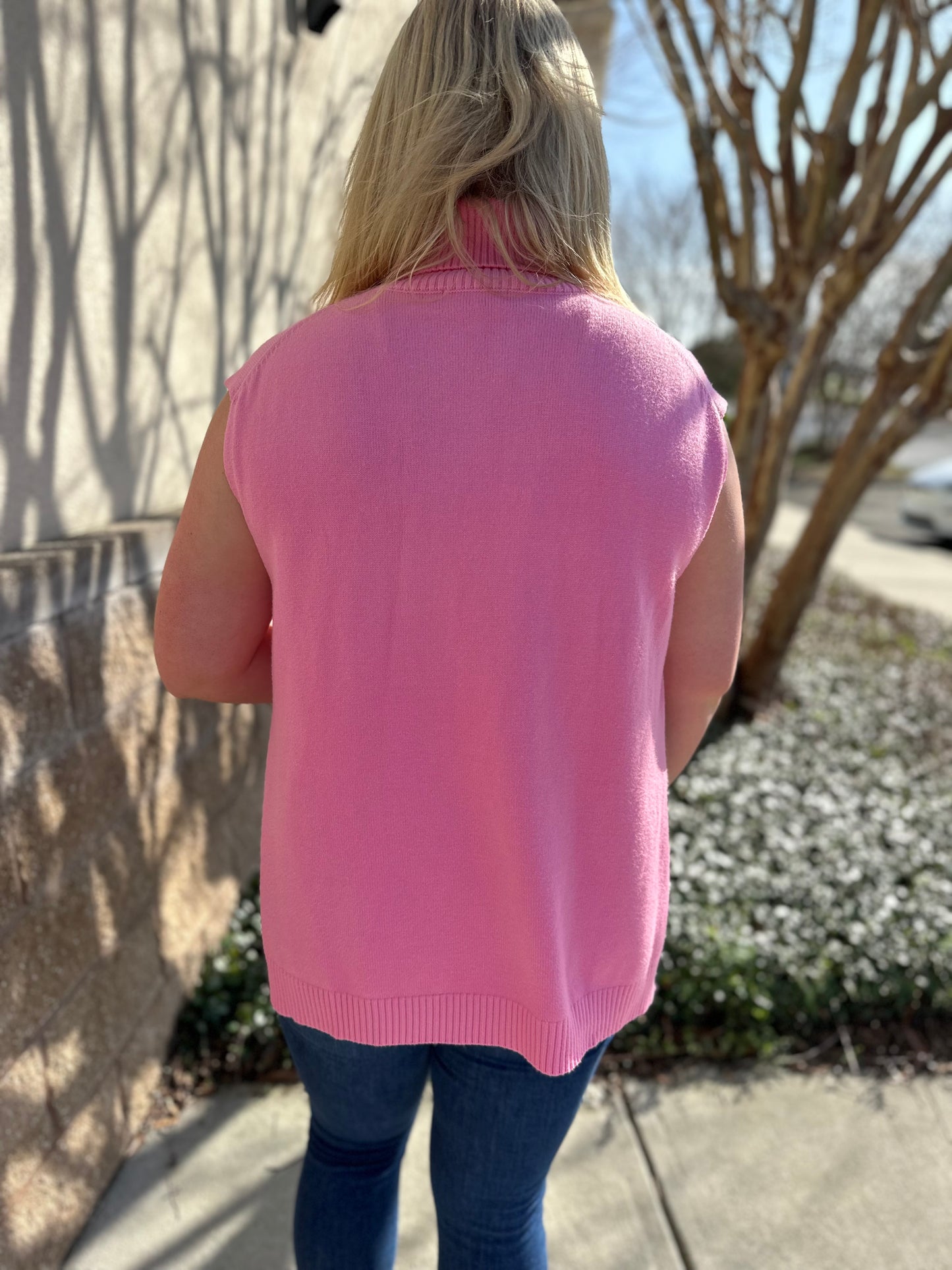 Bailey Turtleneck Hi/Lo Sweater - Pink