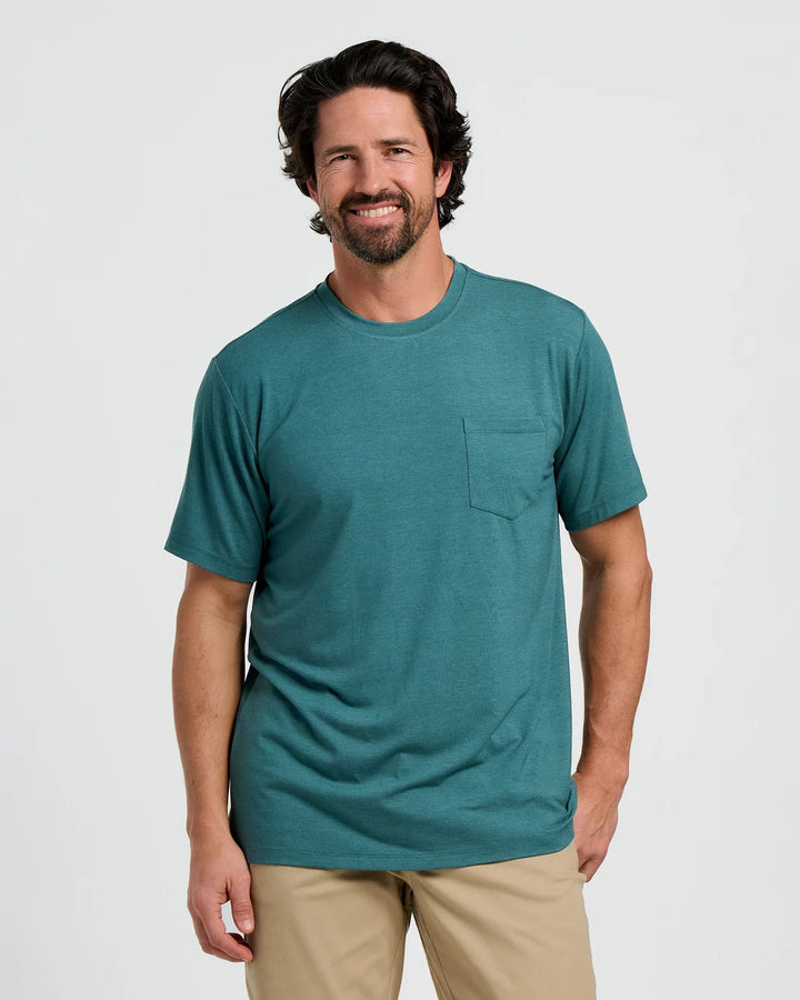 Free Fly Men’s Bamboo Flex Pocket Tee - Heather Sea Pine