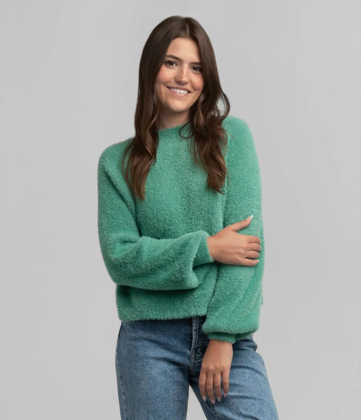SSCO Women’s Feather Knit Mockneck Sweater - Aloe