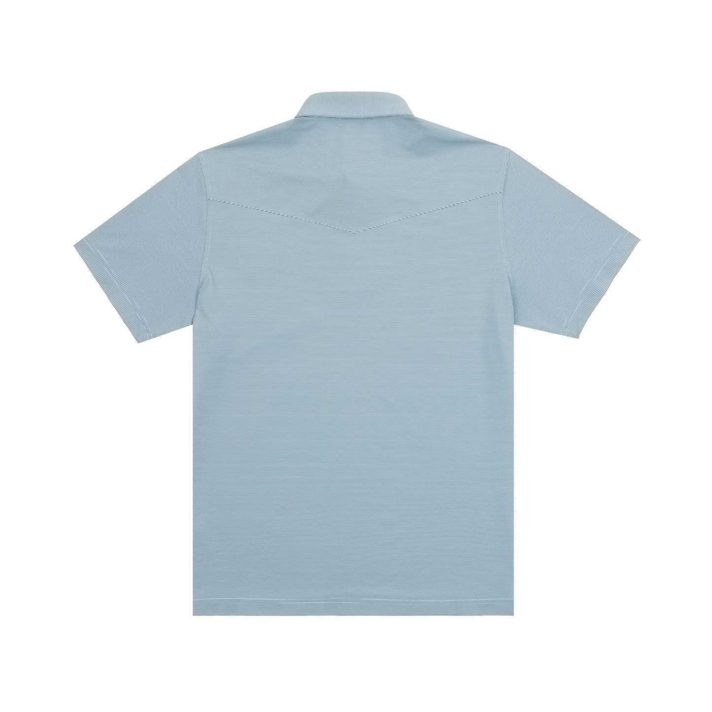 Poncho Men’s “The Wide Open” Regular Performance Polo - Blue & Washed Blue Stripe