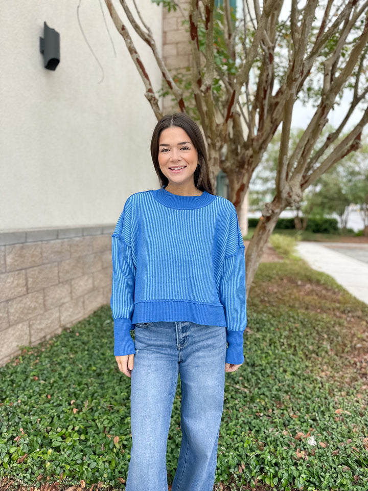 Courtney Ribbed Sweater - Blue