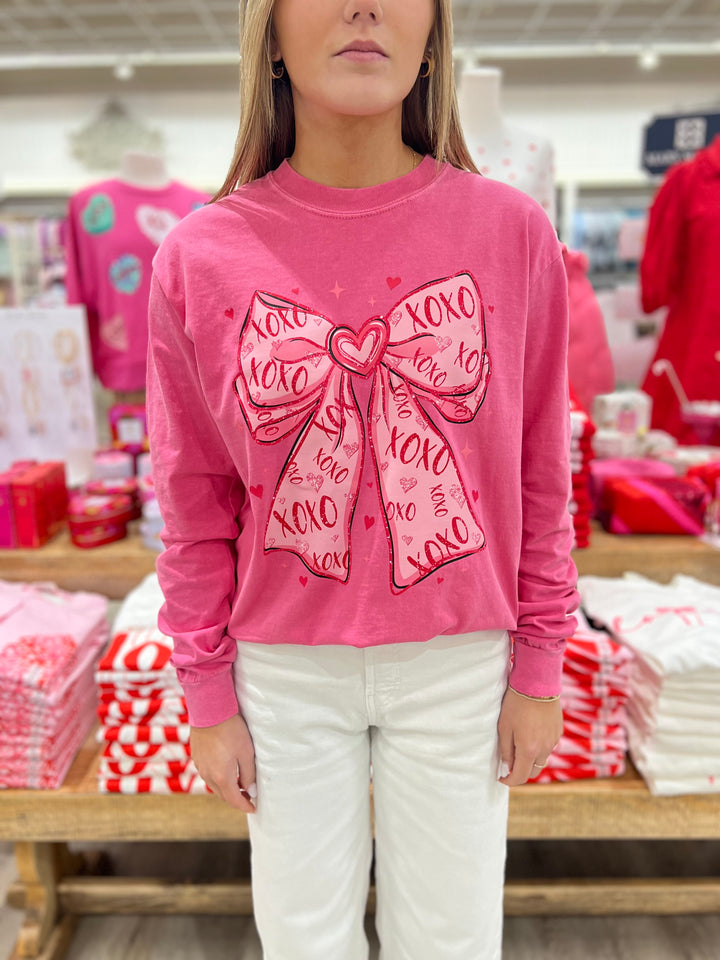 PINK XOXO BOW L/S Tee