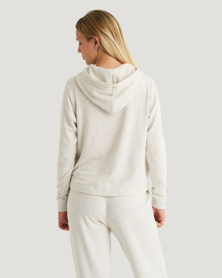 Free Fly Women’s Bamboo Lightweight Fleece Cropped Hoodie - Off White Heather