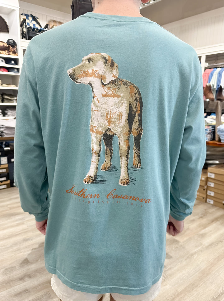 S. Casanova Bird Hunt Logo L/S T-Shirt - Dusty Blue