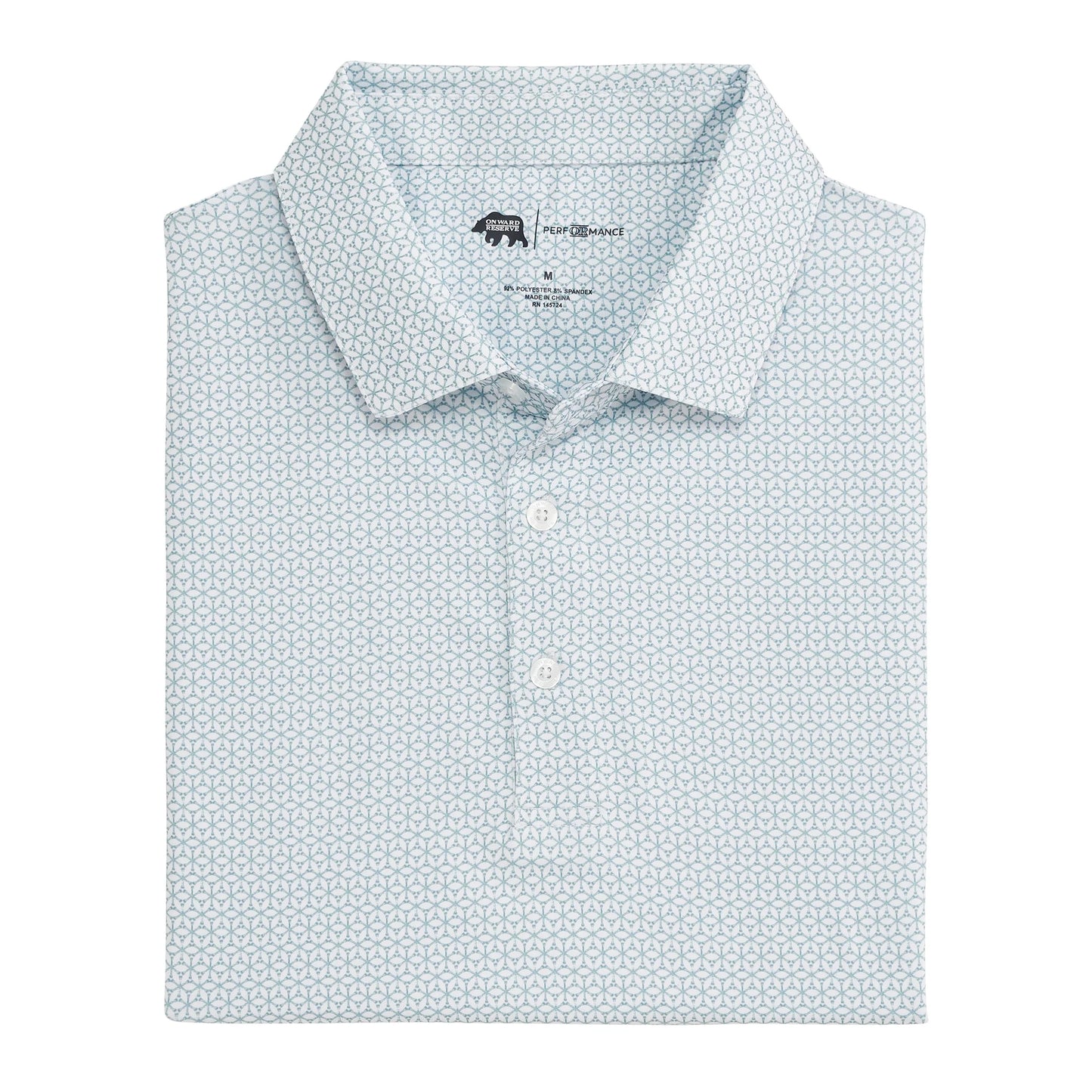 Onward Reserve Out Of Office Printed Performance Polo - Mallard Green