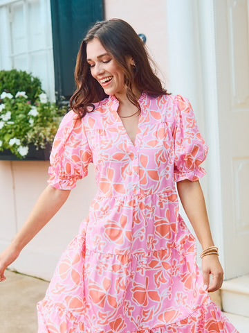 Evie Dress - Blossom Breeze Coral