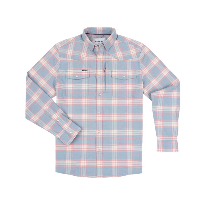 Poncho Men’s “The Pacific City” Regular Performance Flannel - Red & Blue Plaid